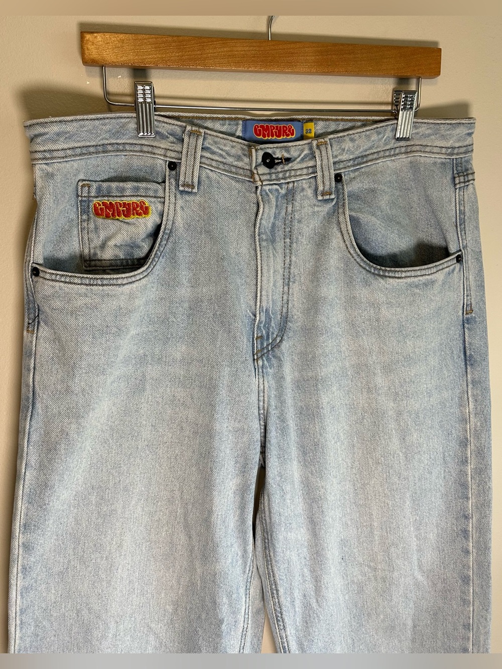 Empyre Skate Jeans 32X30 Men’s Relaxed Loose Fit Blue Light Wash Denim Logo EUC - Picture 2 of 12